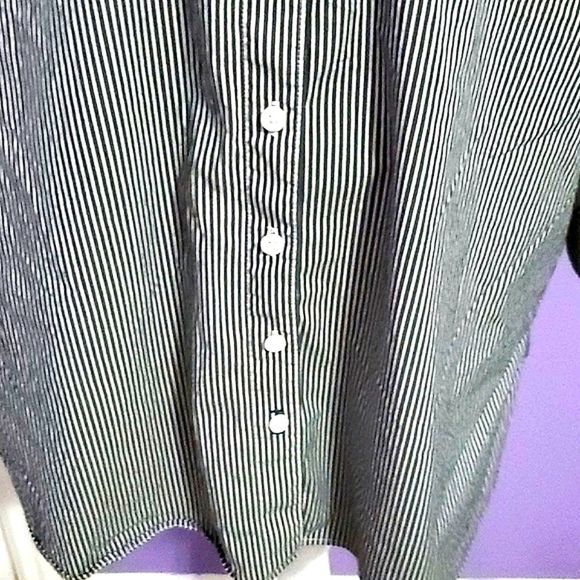 Tommy Bahama Boyfriend Navy & White Striped Oversized Button Down Tunic Shirt - Picture 4 of 12